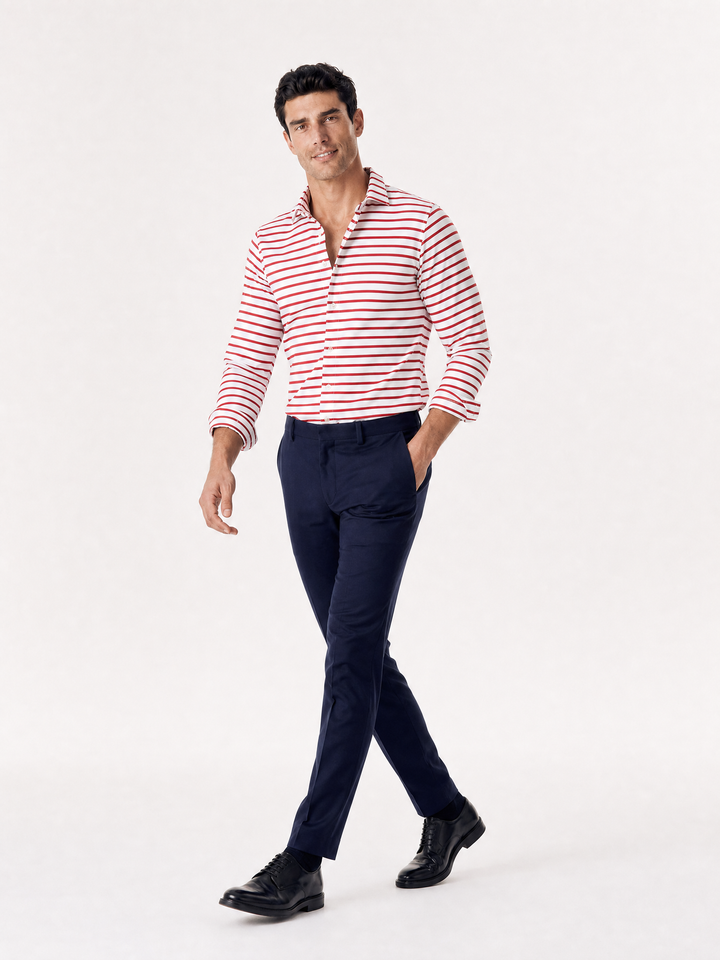Chemise Rayures Nautiques - Rouge et Blanc