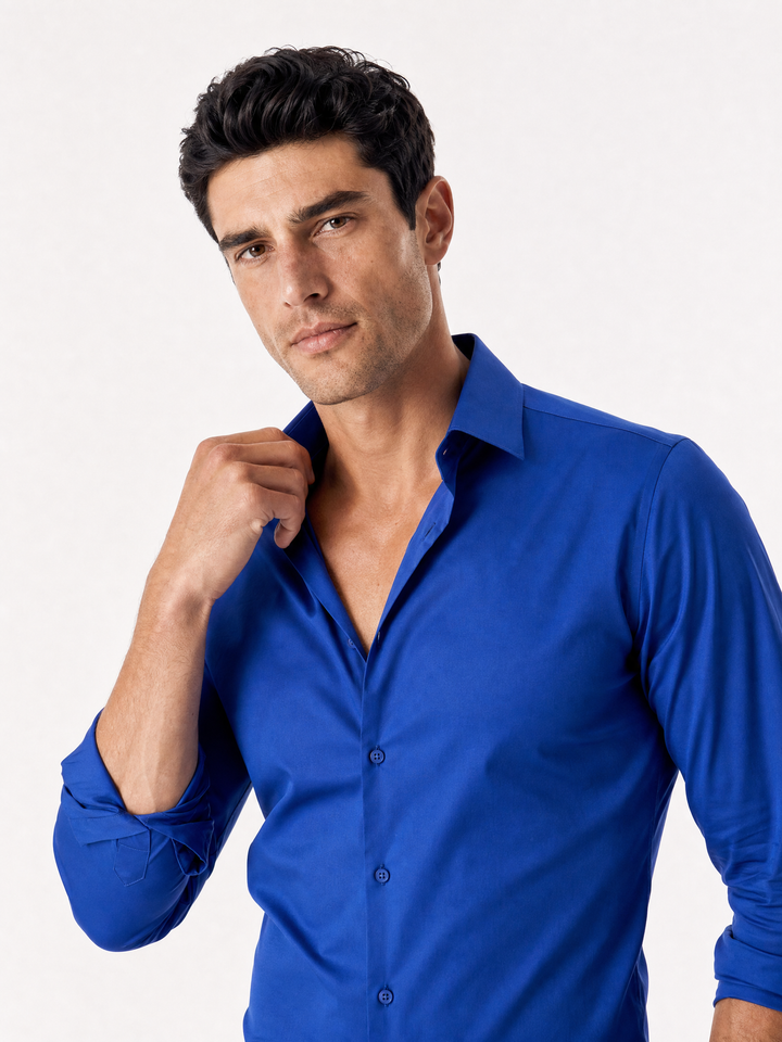 Chemise Popeline Infroissable - Bleu Royal