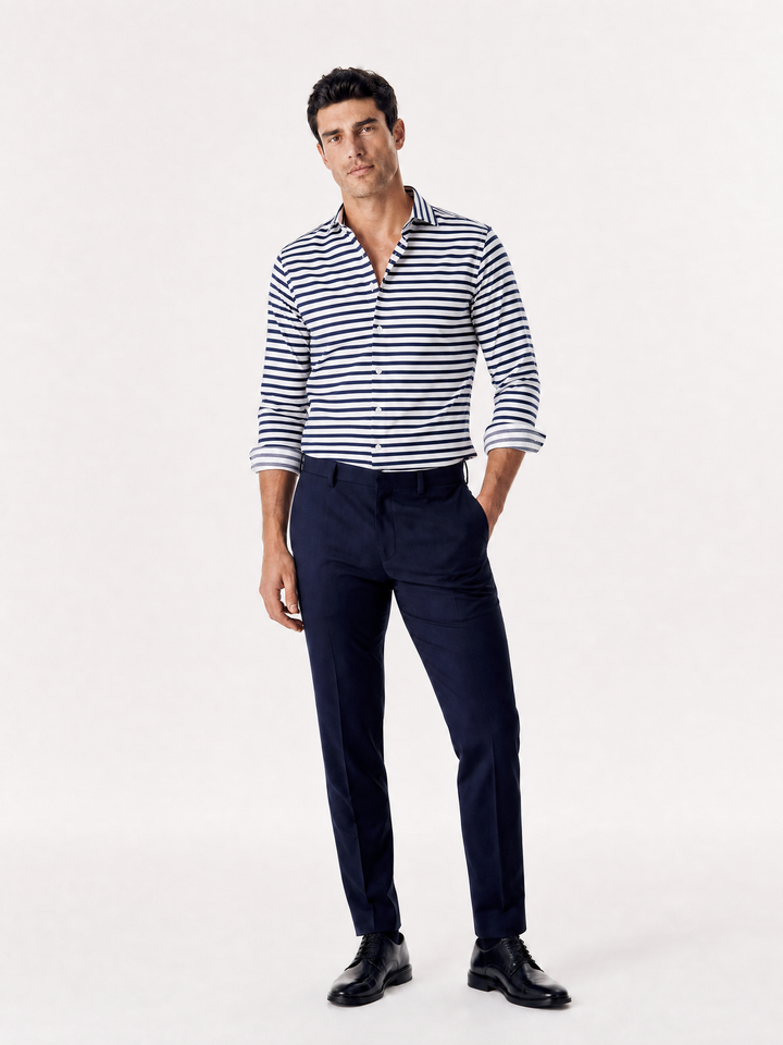 Chemise Rayures Nautiques - Marine et Blanc