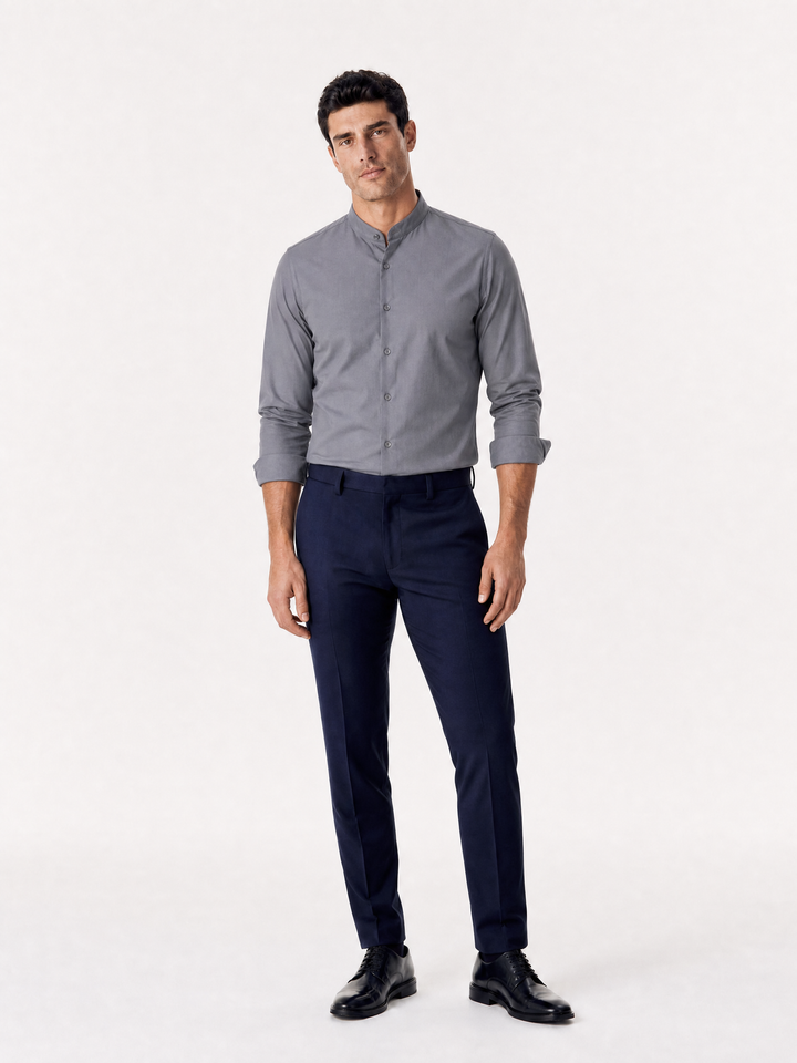 Chemise Col Mao Raffinee - Ardoise