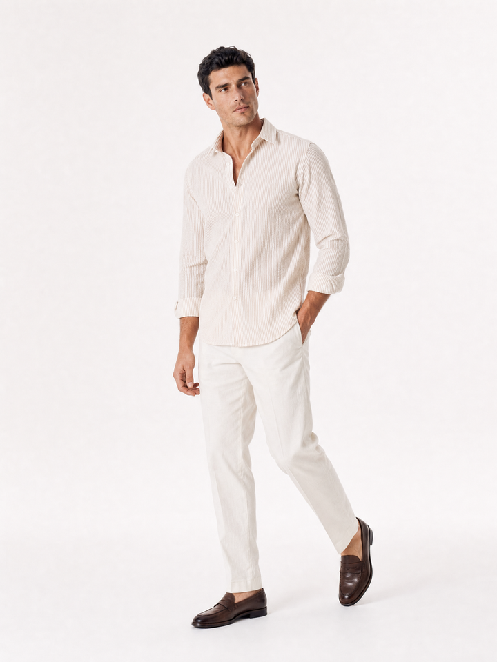 Chemise Seersucker Estivale - Beige Naturel