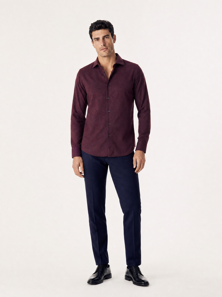 Chemise en Flanelle Brossée - Bordeaux