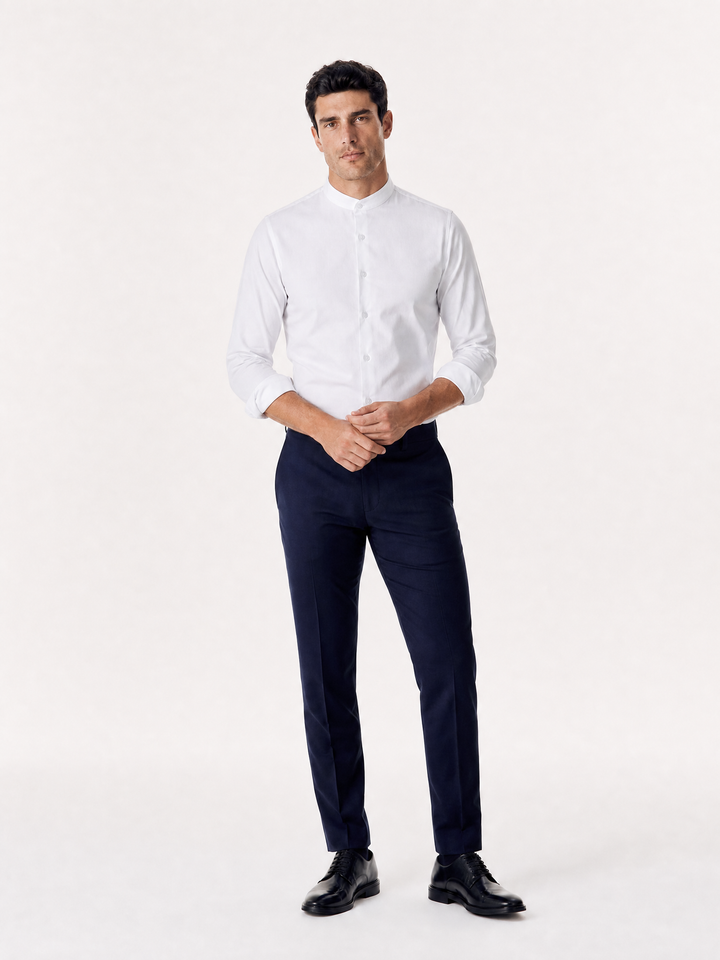 Chemise Col Mao Raffinee - Blanc Casse