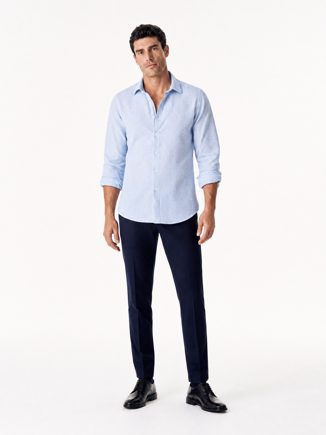 Chemise Seersucker Estivale - Bleu Ciel