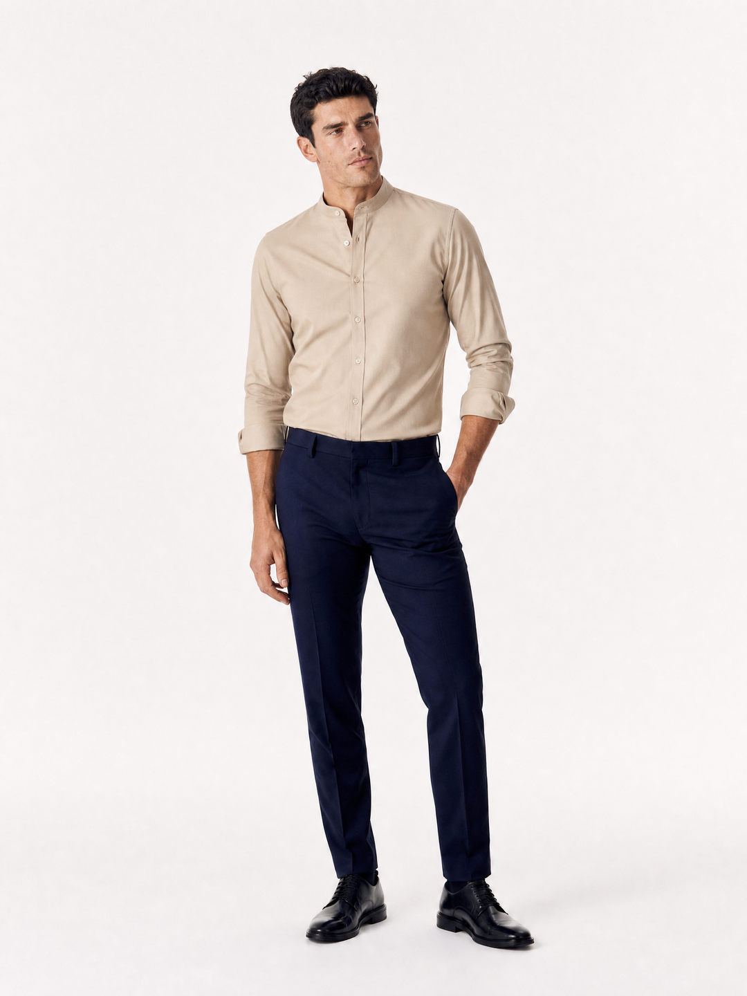 Chemise Col Mao Raffinee - Beige Sable