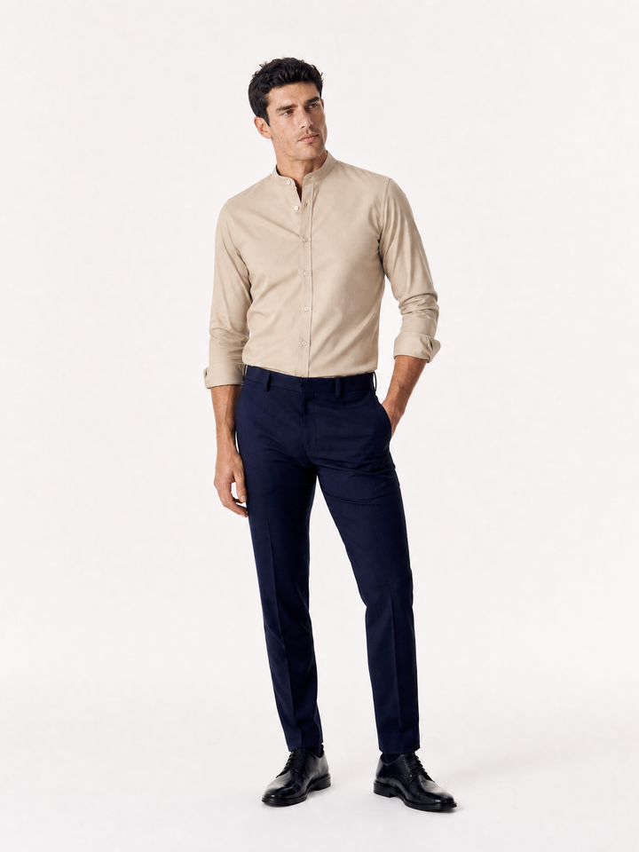 Chemise Col Mao Raffinee - Beige Sable